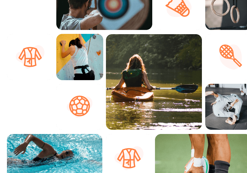 collage of sports and icons